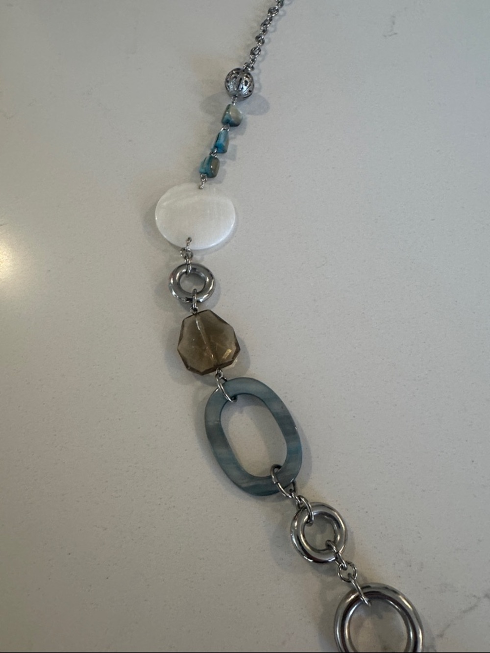 Lia Sophia Silver-Tone Necklace with Blue and White Accents - Picture 2 of 2